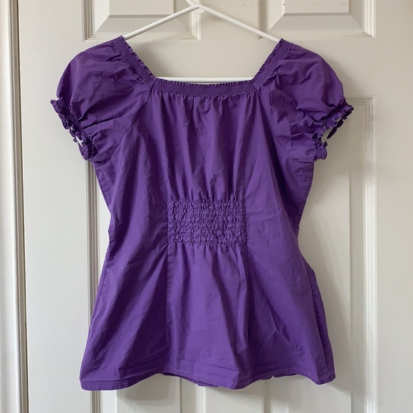 🌷3 for$25🌷Smart Set, US S, Purple Pleated Shirred Cap Sleeve Sweetheart Top - Picture 2 of 9